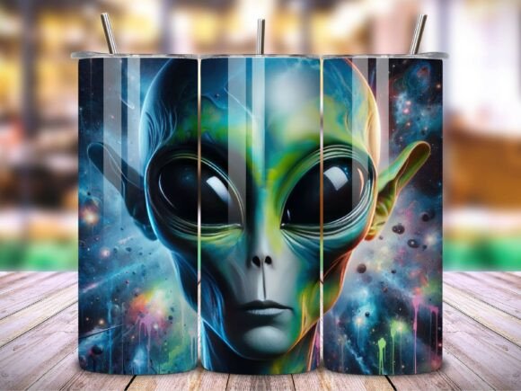3D Alien Tumbler Wrap: Premium Design for 20oz Tumblers