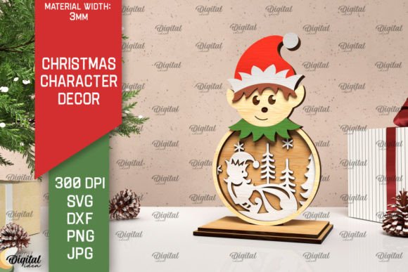 3D Christmas Elf Decor Laser Cut