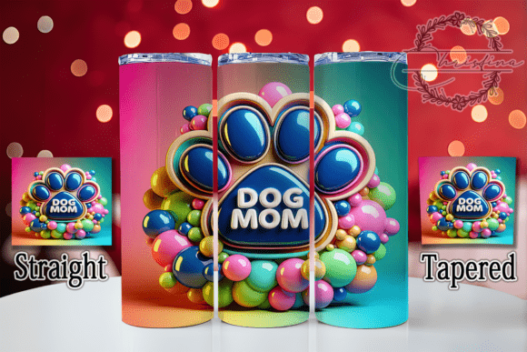 3D Dog Mom Paw Print Tumbler Design for Dog Lovers