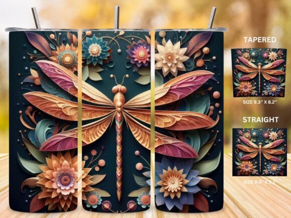 3D Dragonfly Tumbler Wrap Design