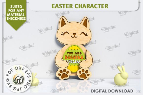 3D Easter Cat Laser Cut: A Charming Design for Spring Decor