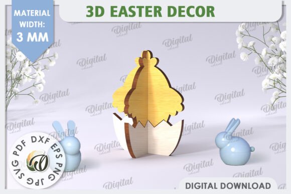 3D Easter Chik Laser Cut for Stunning Home Decor