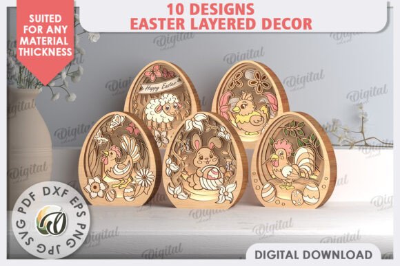3D Easter Decor Laser Cut Bundle: Digital Design Files