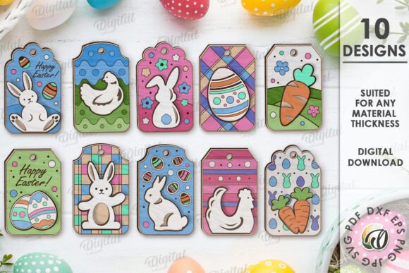 3D Easter Gift Tags Laser Cut Bundle for Spring Crafts