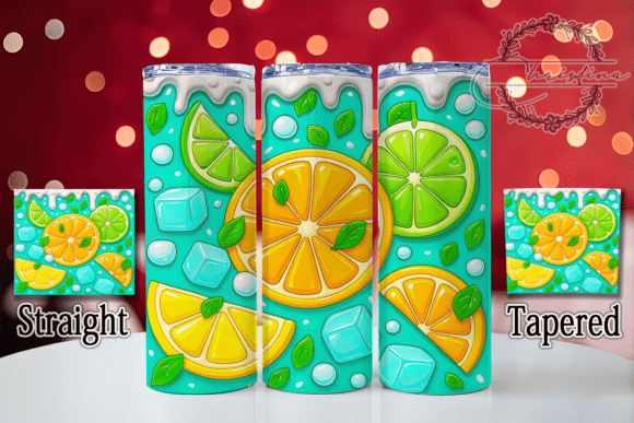 3D Inflated Cocktail Party Tumbler Wrap Design