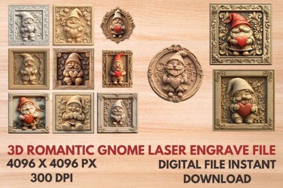 3D Romantic Gnome Laser Engrave File