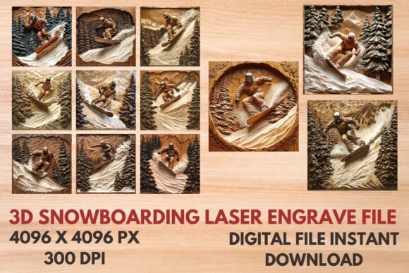 3D Snowboarding Laser Engrave File for Dynamic Projects
