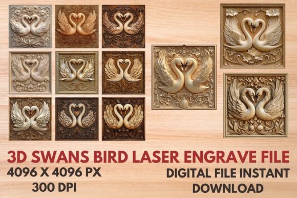 3D Swans Bird Laser Engrave File for Stunning Creations