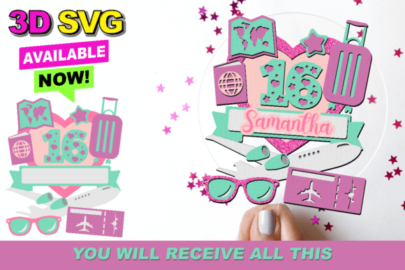 Adventure Travel Cake Topper 3D SVG: Instant Creative Magic