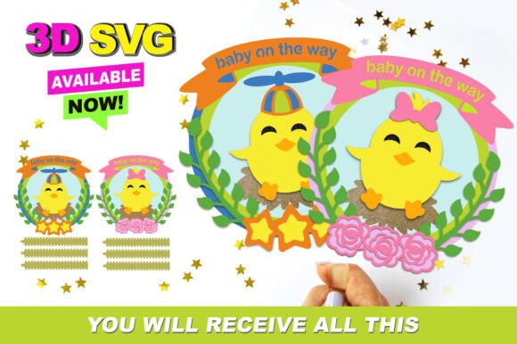 Baby Chicken on the Way Topper 3D SVG