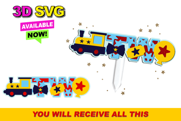 Chugga Chugga Two Train Topper 3D SVG