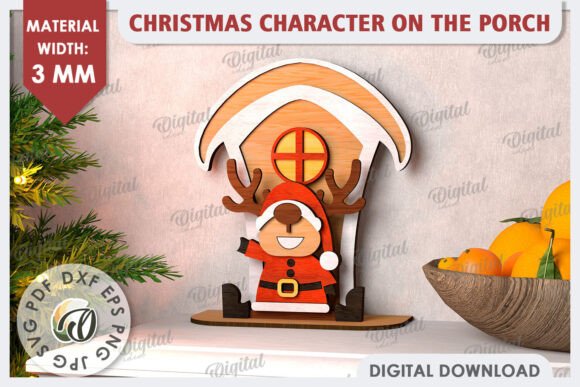 Create a Magical Porch Scene with a 3D Christmas Deer Laser Cut Design