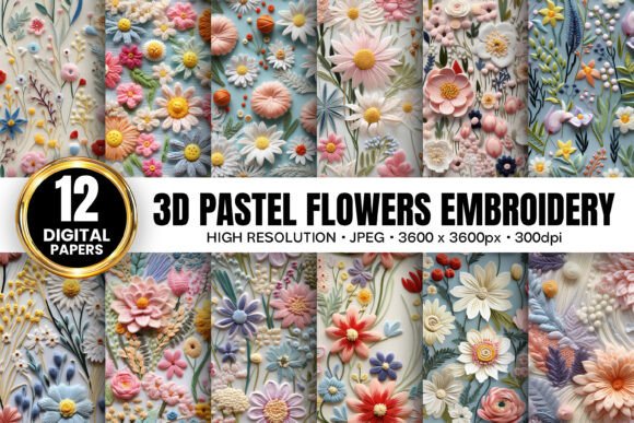 Create Stunning Designs with Pastel 3D Floral Embroidery Patterns