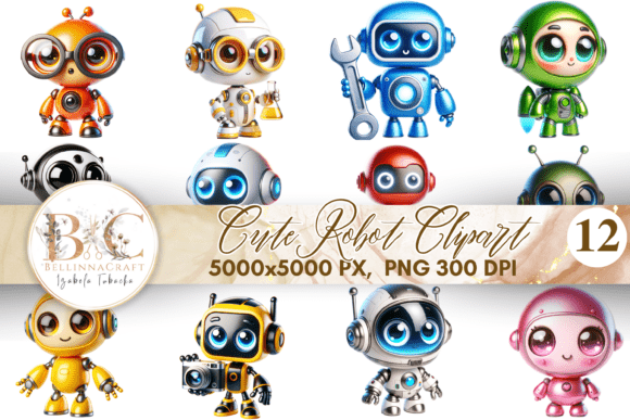 Cute Robot Clipart 3D for Kids PNG