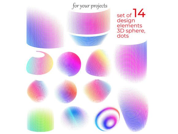 Modern 3D Sphere Halftone Design Elements