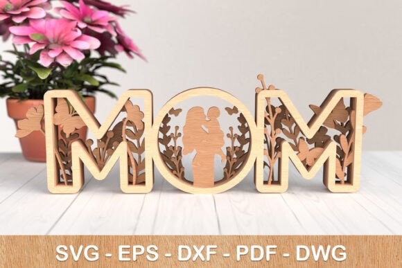 MOM 3D Layered Laser Cut SVG for Elegant Projects