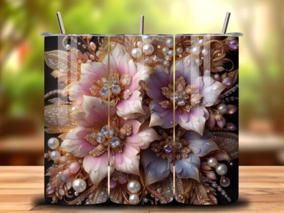 Stunning 3D Floral Tumbler Wrap for Creative Projects
