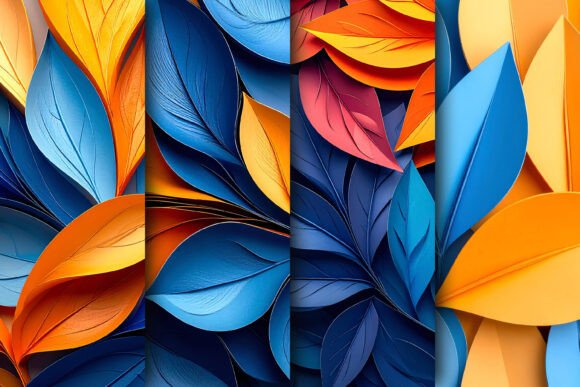 Vibrant 3D Paper Leaf Art: A Bold Design Asset